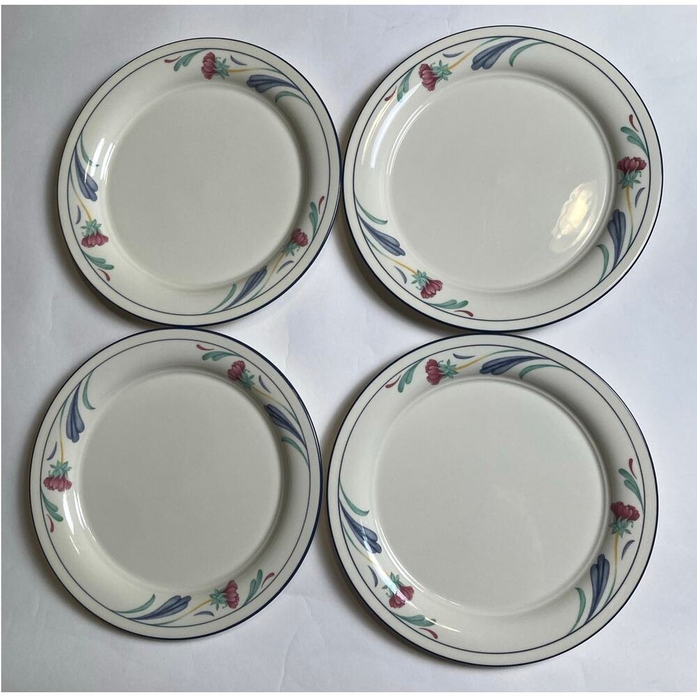 Vintage Lenox Poppies on Blue 8.25" Salad Dessert Plates set of 4